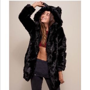 Beautiful faux black fur coat